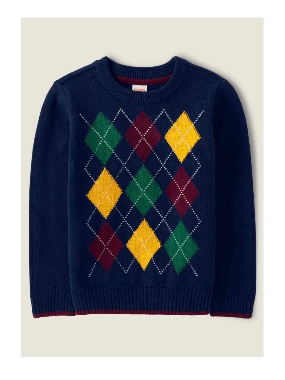 Gymboree Boys Intarsia Argyle Sweater Size 12 Navy 100% Cotton NWT